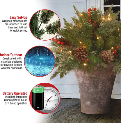 Pre-Lit Artificial Christmas Tree Urn Filler